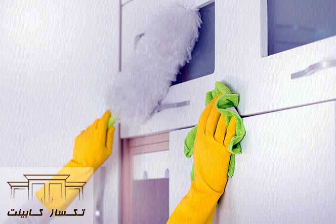 تمیز کردن کابینت ام دی اف براق